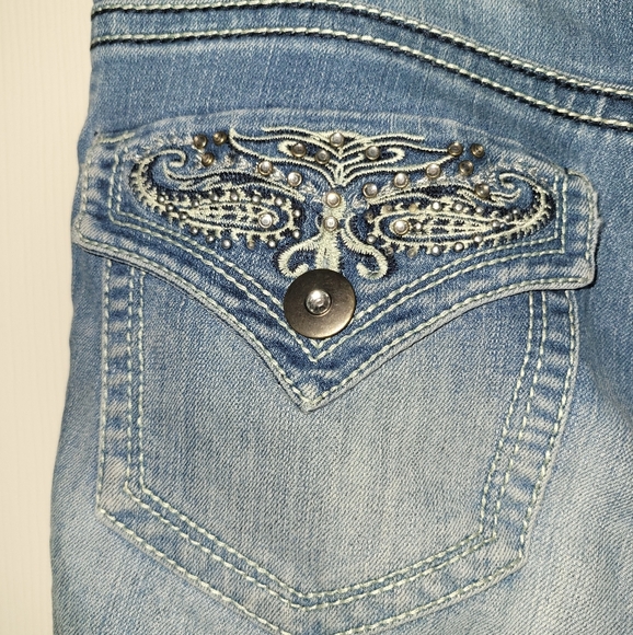 Sz 14 FADED GLORY Mediumwash Faded Boot Cut Rhinestone Classic Style - Picture 3 of 4